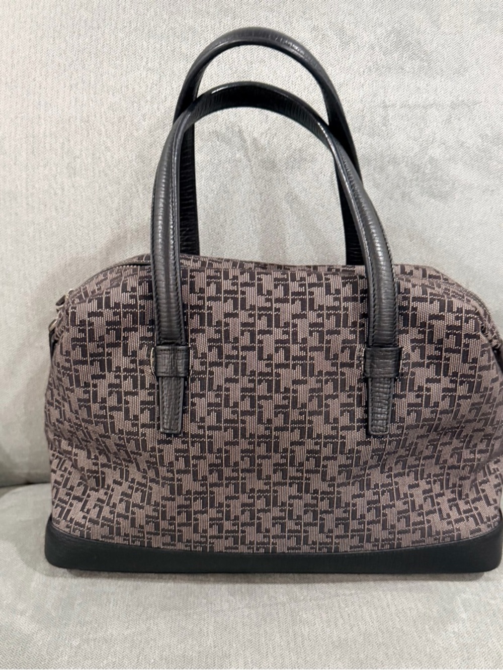Loewe Brown and Black Logo-Pattern Satchel